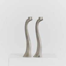 Load image into Gallery viewer, Aluminium curved candlesticks, pair - HIRE ONLY
