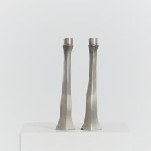 Load image into Gallery viewer, Aluminium curved candlesticks, pair - HIRE ONLY
