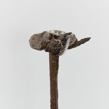 Load image into Gallery viewer, Brutalist cast bronze lamp with marble uplighter

