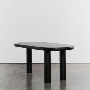 Ebonised dining table with tripod column legs