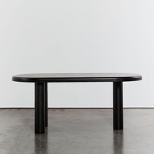 Load image into Gallery viewer, Ebonised dining table with tripod column legs
