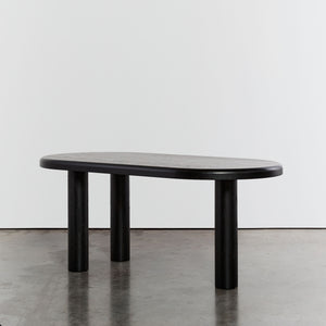 Ebonised dining table with tripod column legs