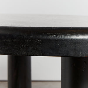 Ebonised dining table with tripod column legs