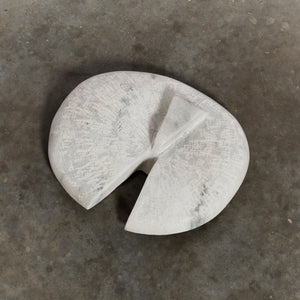 Stippled marble disc sculpture