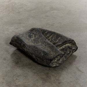 Stone sculpture with folded textile form - medium