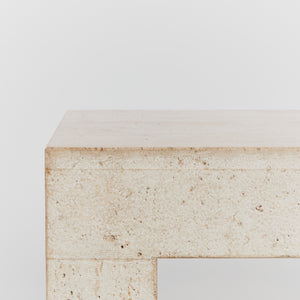 1970's Travertine console with contrasting finishes