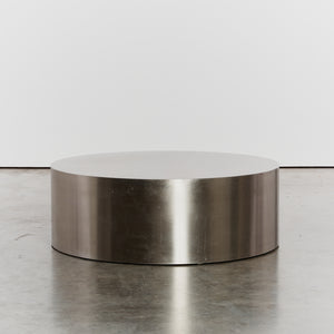 Brushed stainless steel circular coffee table