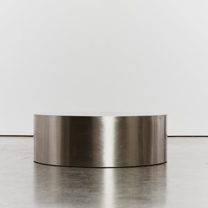 Brushed stainless steel circular coffee table