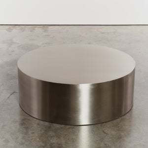 Brushed steel circular plinth - HIRE ONLY