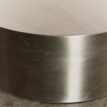 Load image into Gallery viewer, Brushed steel circular plinth - HIRE ONLY
