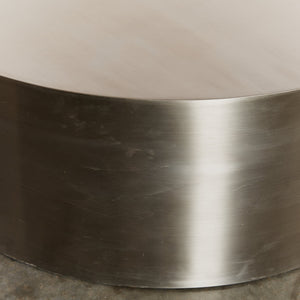 Brushed steel circular plinth - HIRE ONLY