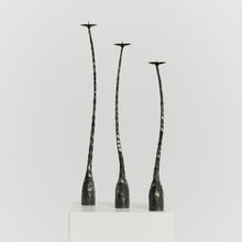 Load image into Gallery viewer, Trio of brutalist iron candlesticks
