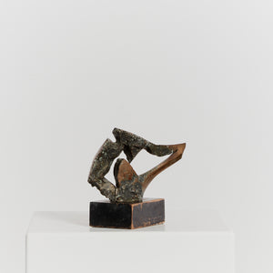 Abstract bronze on wood plinth
