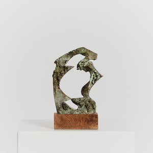 Abstract bronze on wood plinth