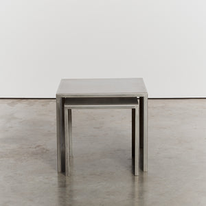 Pair of stainless steel stacking tables