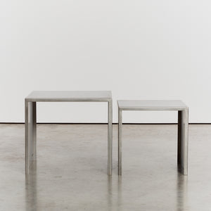 Pair of stainless steel stacking tables