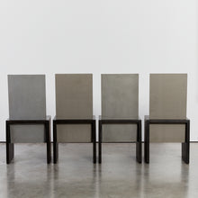 Load image into Gallery viewer, Cubist steel back ebonised chairs
