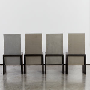 Cubist steel back ebonised chairs