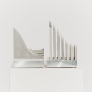 Undulating aluminium sculpture in two parts by Jiro Sugawara