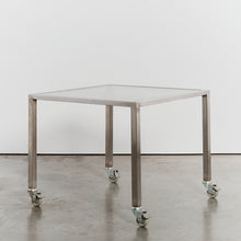 Load image into Gallery viewer, Steel and glass desk on castors by Thomas Wendtland
