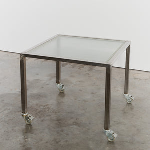 Steel and glass desk on castors by Thomas Wendtland