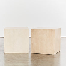 Load image into Gallery viewer, Pair of travertine cube plinth side tables  - HIRE  ONLY
