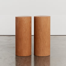 Load image into Gallery viewer, Pair of wood cylinder plinths - HIRE ONLY
