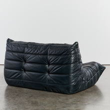 Load image into Gallery viewer, Navy/Black leather Togo 2 seater sofa - HIRE ONLY
