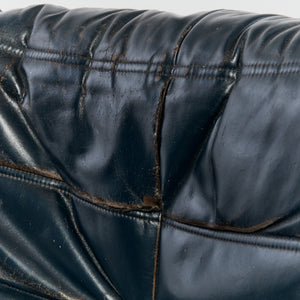 Navy/Black leather Togo 2 seater sofa - HIRE ONLY