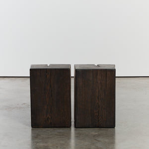 Short ebonised side table plinths - HIRE ONLY