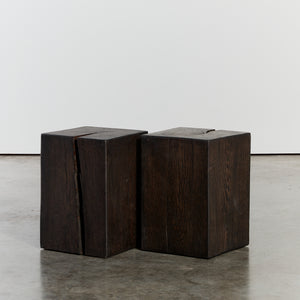 Short ebonised side table plinths - HIRE ONLY