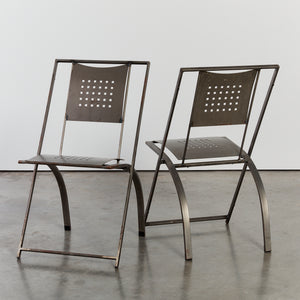 Pair of steel folding chairs by KFF studio - HIRE ONLY