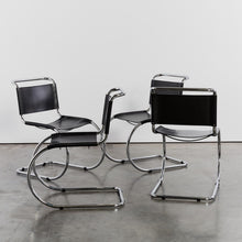Load image into Gallery viewer, Modernist tubular chrome and leather chairs x4 - HIRE ONLY
