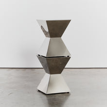 Load image into Gallery viewer, Pinched waist polished steel plinths - HIRE ONLY
