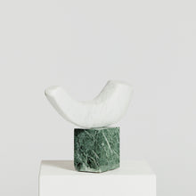 Load image into Gallery viewer, Carrara marble arc sculpture on green marble plinth
