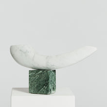 Load image into Gallery viewer, Carrara marble arc sculpture on green marble plinth
