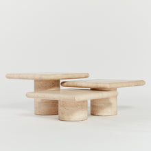 Load image into Gallery viewer, Trio of travertine nesting tables
