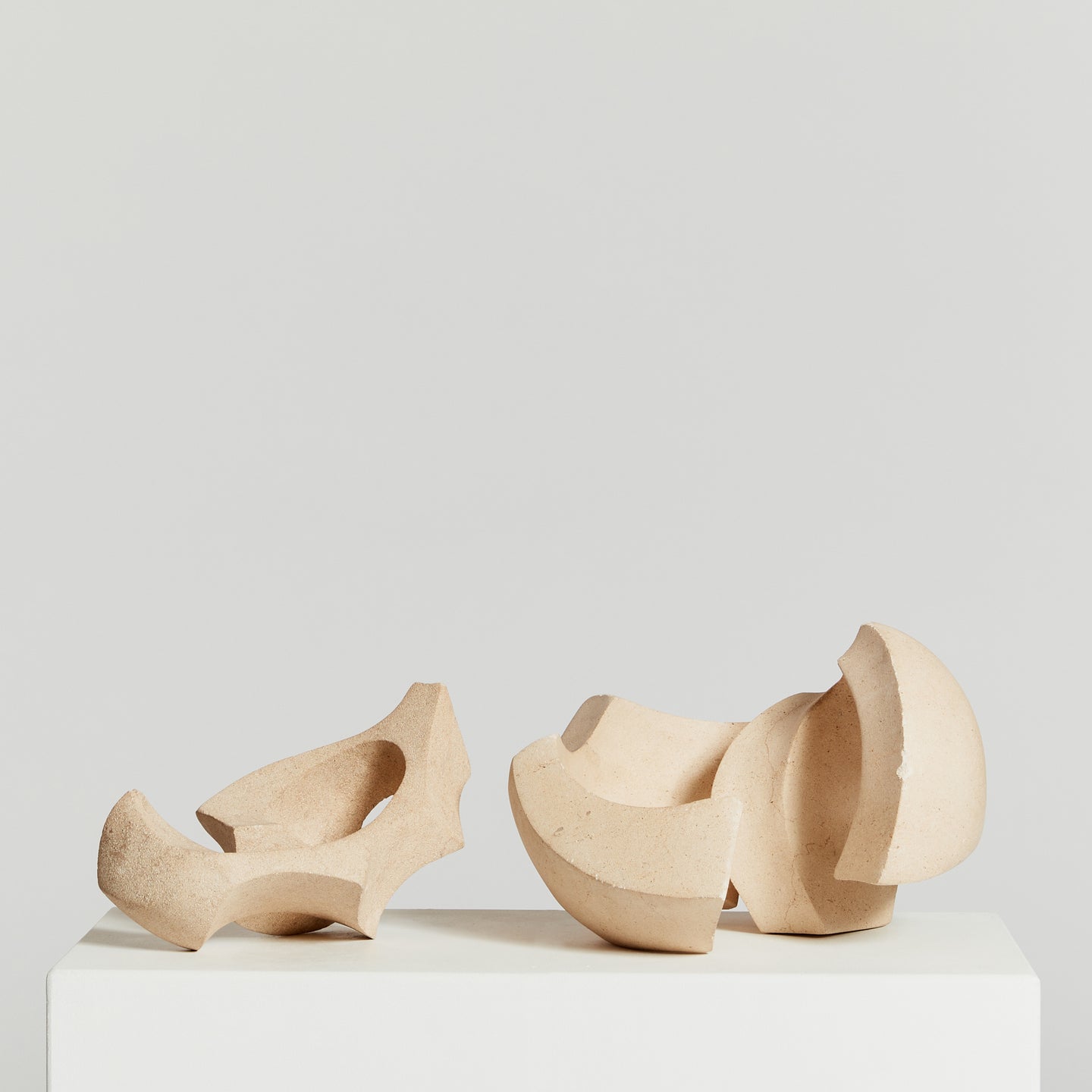 Pair of abstract limestone sculptures
