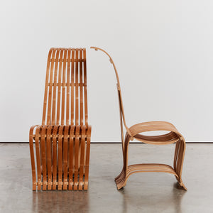 Curved sculptural bamboo chairs