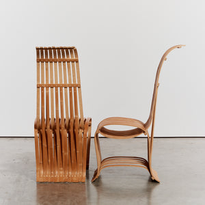 Curved sculptural bamboo chairs