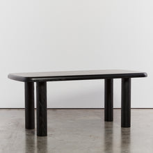 Load image into Gallery viewer, Ebonised dining table with column legs
