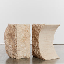 Load image into Gallery viewer, Sculptural raw edged console in travertine
