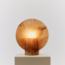 Load image into Gallery viewer, Alabaster disc lamps in amber tones
