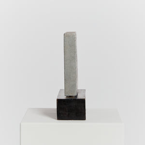 Modernist pewter slab sculpture, signed