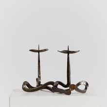 Load image into Gallery viewer, Pair of wrought iron ribbon candlesticks
