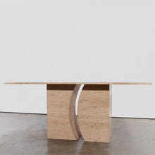 Load image into Gallery viewer, Sculptural travertine dining table
