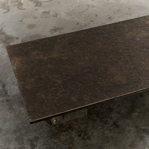 Stone coffee table with brutal block legs
