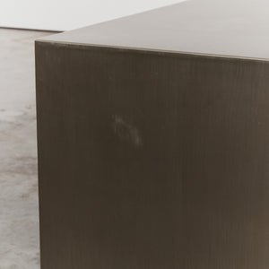 Pair of brushed stainless steel side tables