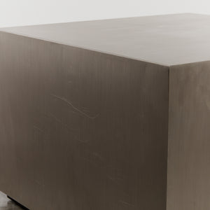 Pair of brushed stainless steel side tables