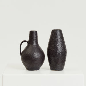 Textured black vase pair - HIRE ONLY